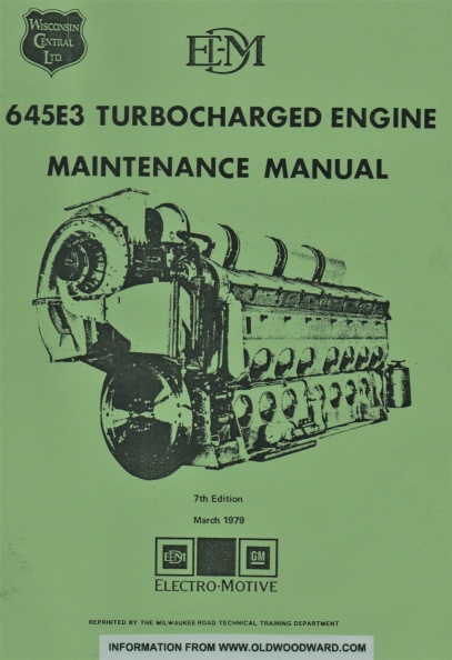 EMD diesel engine 645E3 series maintenance manual cover.