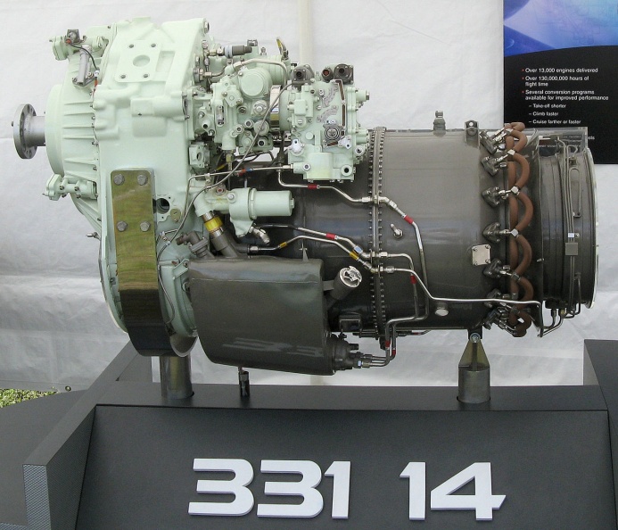A Honeywell (Garrett) series TPE-331 gas turbine jet engine equipped with a Bendix fuel control system.
