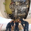 A CFM56-3 jet engine showing the Woodward control(center right with the red sticker on it).