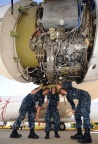  A CFM56-3 jet engine showing the Woodward control(center right with the red sticker on it).