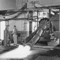 General Electric's first generation of jet engine on the test stand