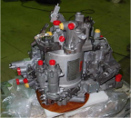 A G.E. CF6-80C series jet engine fuel control made by Woodward.
