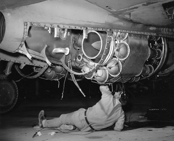 A P59 jet fighter with General Electric's first type of jet engine.