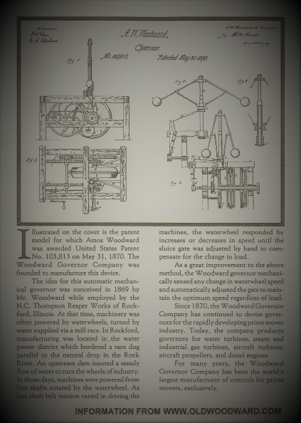 Illustrated on the cover is the patent from Amos Woodward...