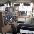 View looking at the controls in modern EMD locomotive.