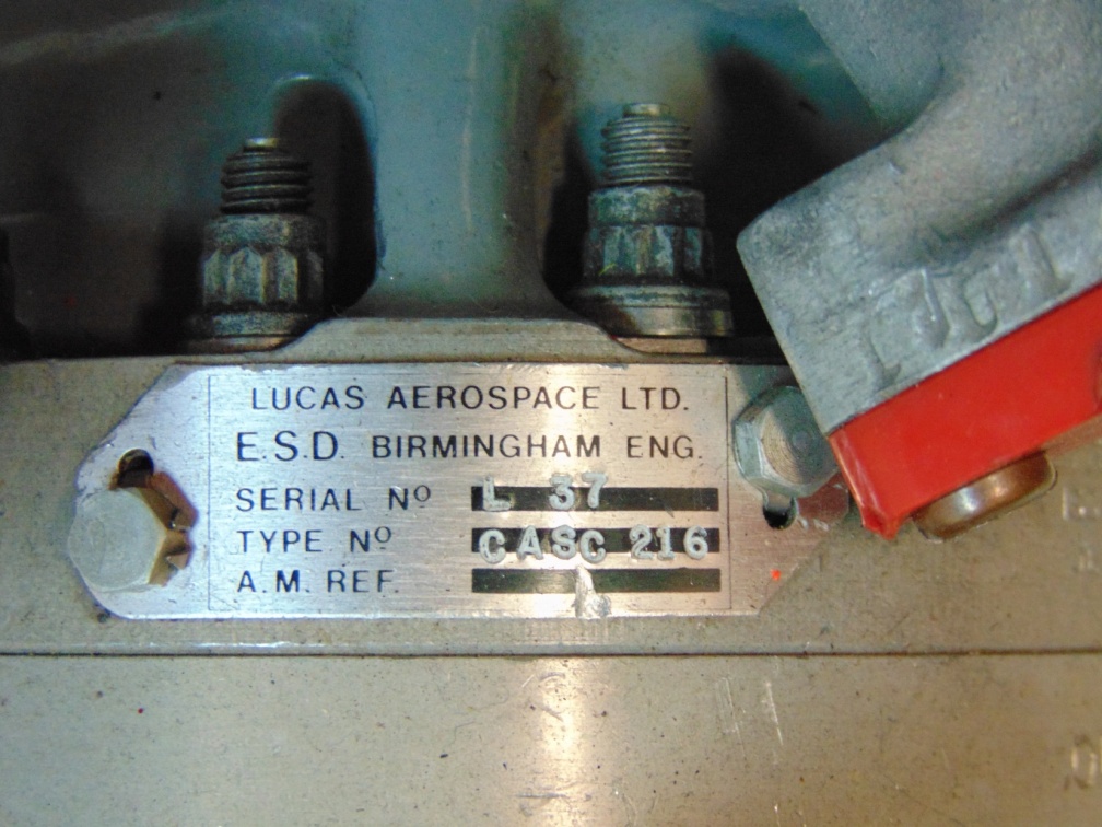 The Lucas Aerospace name plate on the jet engine fuel control in the Oldwoodward.com collection.  2