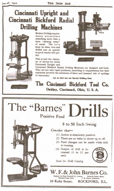 1912 advertisement for Barns Drills.