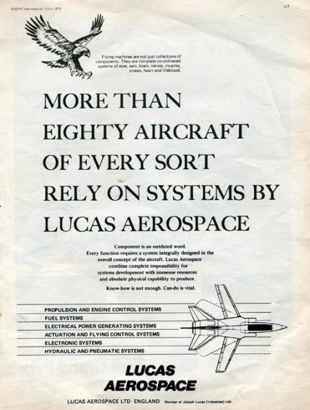 A Lucas Aerospace Company advertisement.