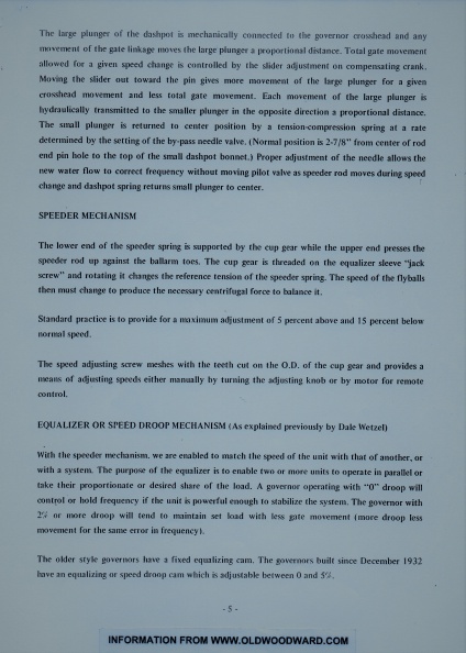 Woodward Gate Shaft Type Governors. Page 5.