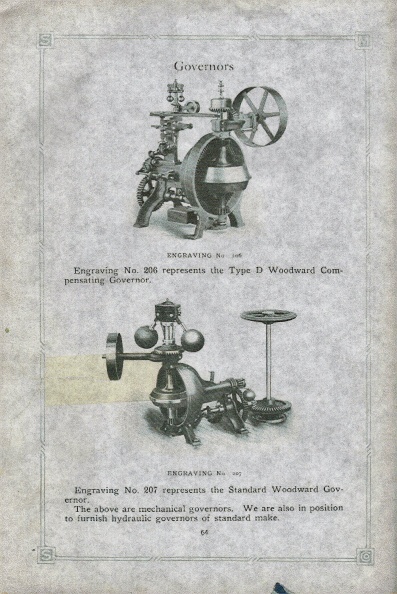 The Woodward Standard type and c.ompensating type water Wheel Governors.