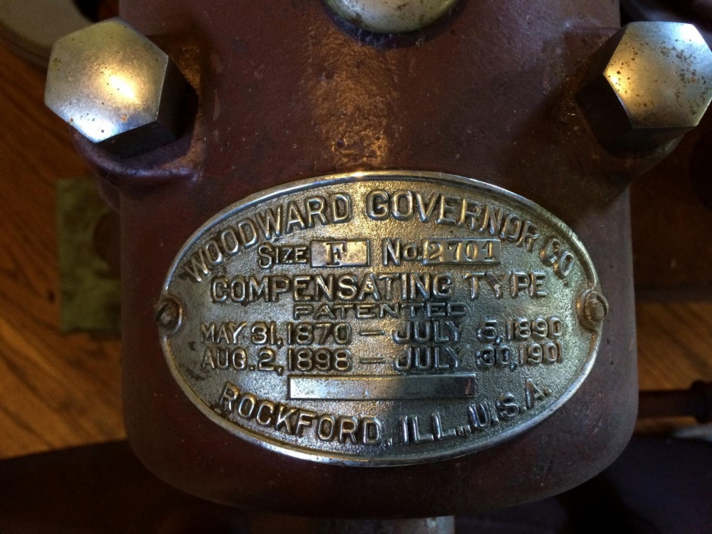 Elmer E. Woodward's governor in the Mill House at the Midway Village Musuem in Rockford, Illinois.