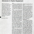Advances in Hydro equipment.