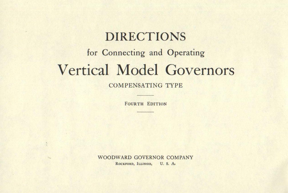DIRECTIONS for Connecting and Operating VERTICAL MODEL GOVERNORS    0