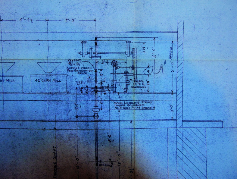 Closeup view of the turbine water wheel governor application.