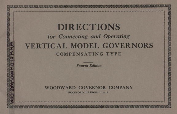 DIRECTIONS for Connecting and Operating VERTICAL MODEL GOVERNORS