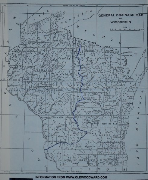 GENERAL DRAINAGE MAP of WISCONSIN.