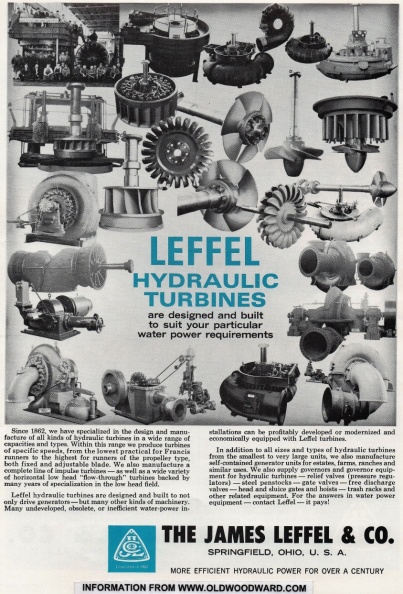The Woodward Governor Company had a long relationship with the James Leffel Company making hundreds of governors for thieir turbine water wheels.
