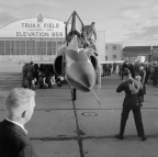 The First F-102 jet arrives at Truax Field in 11-8-1956