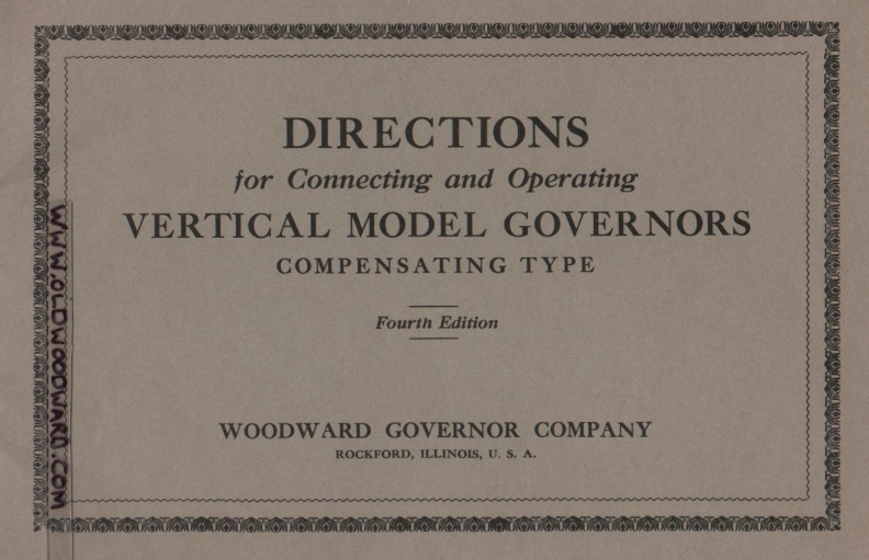 Woodward instruction booklet sent with letter dated 11-24-1926.