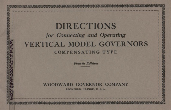 Woodward instruction booklet sent with letter dated 11-24-1926.