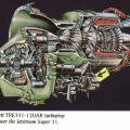 Cut-away of the TPE331 series gas turbine engine.
