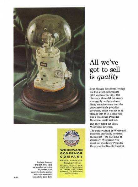 A WOODWARD LEGACY CSSA TYPE PROPELLER GOVERNOR ADVERTISEMENT.