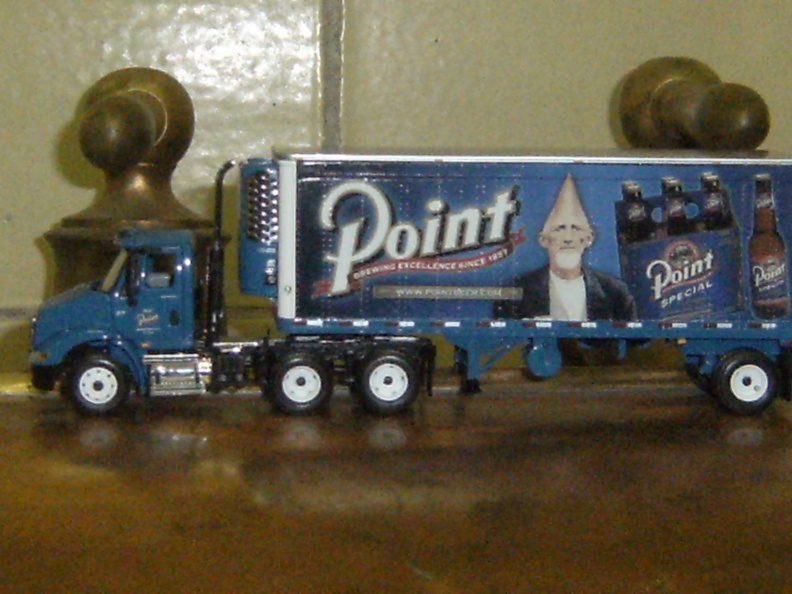 A Stevens Point Brewery model truck on the vintage wort grant.