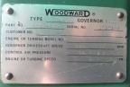 A Woodward PGA series engine governor name plate.