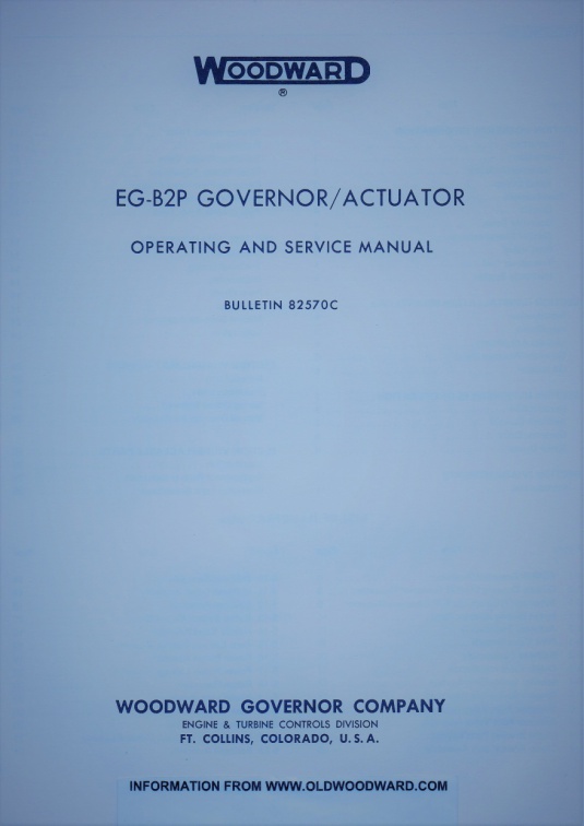 EG-B2P GOVERNOR OPERATING AND SERVICE MANUAL