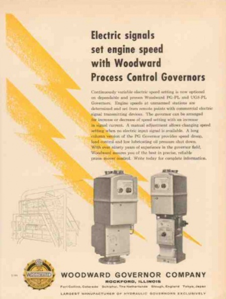 Woodward type PG-PL governor ad from 1958