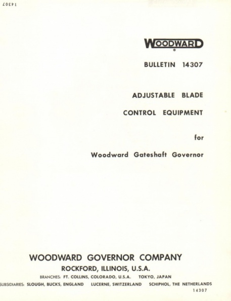 WOODWARD ADJUSTABLE BLADE CONTROL EQUIPMENT  BULLETIN 14307-xx
