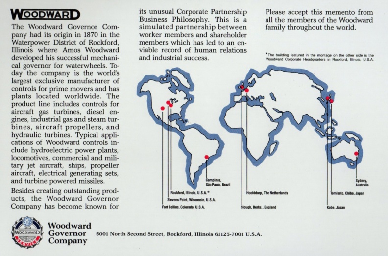 The Woodward Company is the world's oldest and largest manufacturer of Prime Mover Controls.