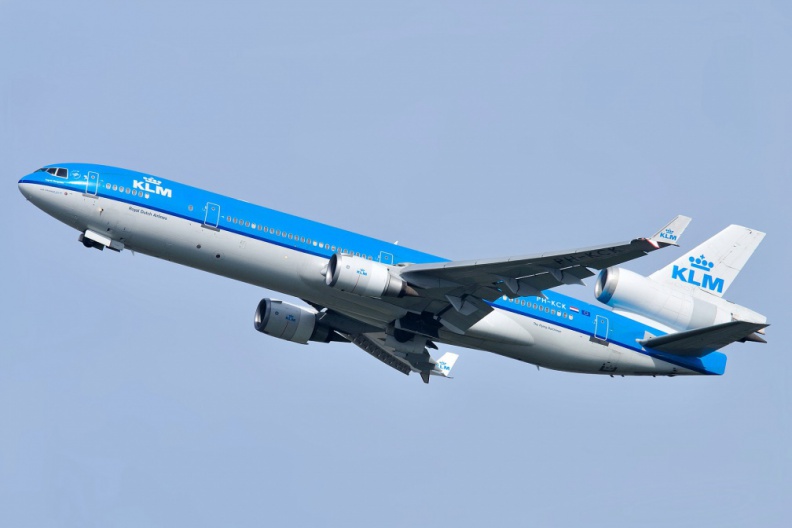 KLM McDonnell Douglas MD-11 aircraft with CF6-50 jet engines.