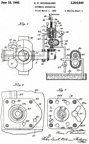 Elmer E. Woodward's little three pound aeroplane propeller governor patent from 1934. - 2204640-xx.jpg 2204640-xx.jpg