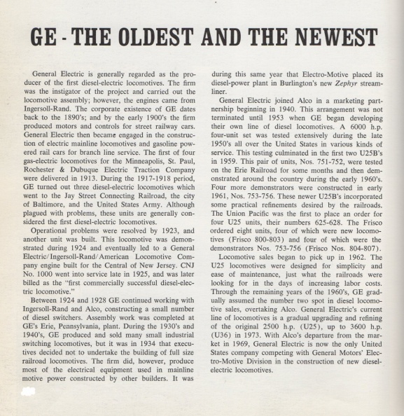 The General Electric Company locomotive history.