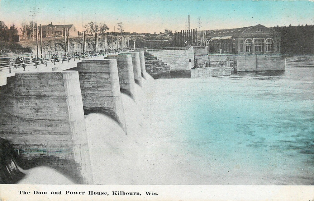 Kilbourn-Wisconsin-Dam-and-Power-House-1910-Postcard