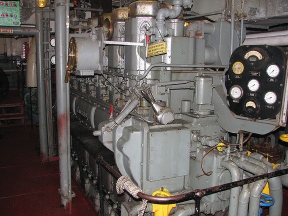 A vintage diesel engine with a Woodward SG8 Governor.