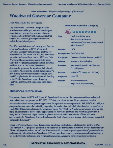 Creating Woodward world wide web(www) information(exibit B) on the Wikipedia web-site in 2008.