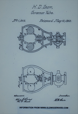 SNOW GOVERNOR PATENT NUMBER 1,309.