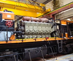 An EMD 645 series diesel engine with a Woodward PG governor application.