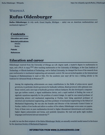 Rufus Oldenburger.  Woodward Company worker member from 1942 to 1956.