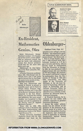 Rufus Oldenburger.  Woodward Company worker member from 1942 to 1956.