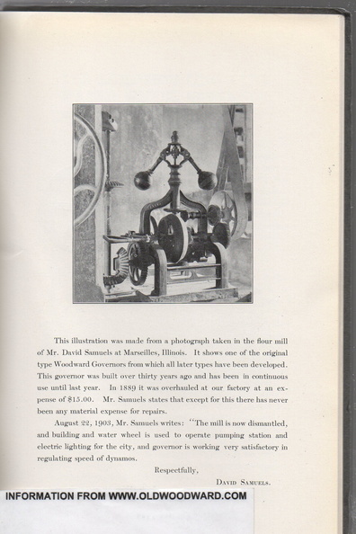 Woodward Water Wheel Governor Catalogue from 1905.