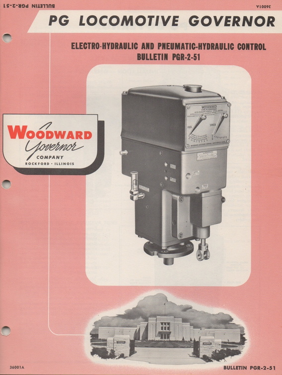WOODWARD HYDRAULIC PG GOVERNOR FOR LOCOMOTIVE ENGINES.
