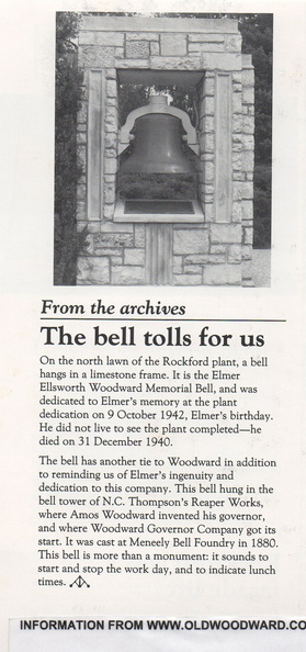 The Woodward Memorial Bell history.