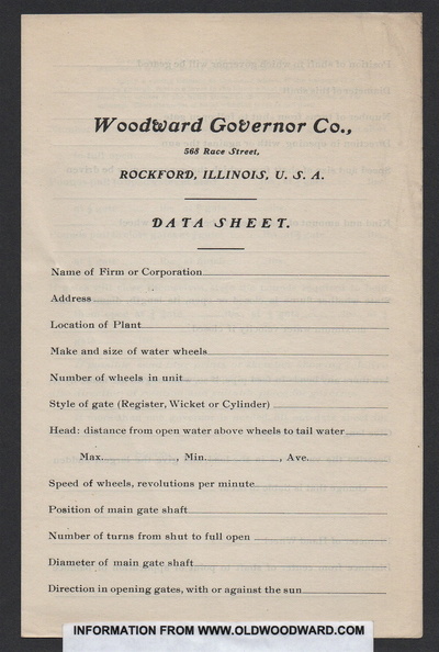 Woodward Governor Company DATA SHEET.  Circa 1905..jpg