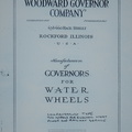 WOODWARD GOVERNOR COMPANY WATER WHEEL GOVERNOR CATALOGUE FROM 1908.