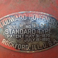 A Woodward water wheel governor nameplate.