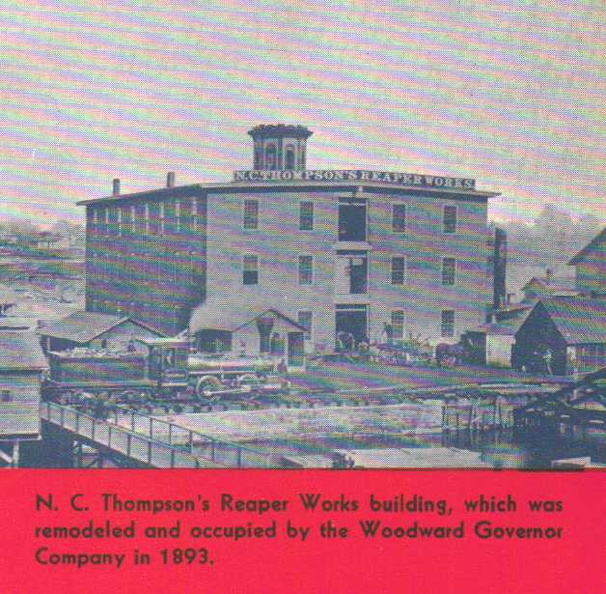 The N.C. Thompson's Reaper Works at 650-658 Race Street in the water power district in Rockford, Illinois.