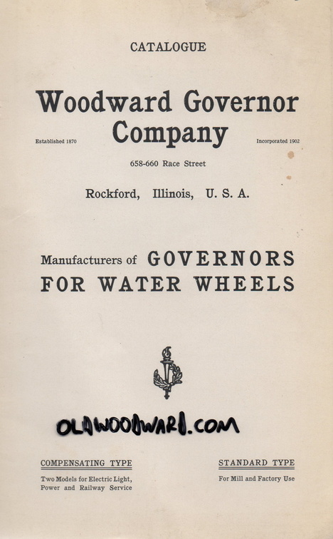 Woodward Governor Company catalogue, circa 1902.